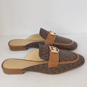 Michael Kors Tan and Brown Patterned Mules